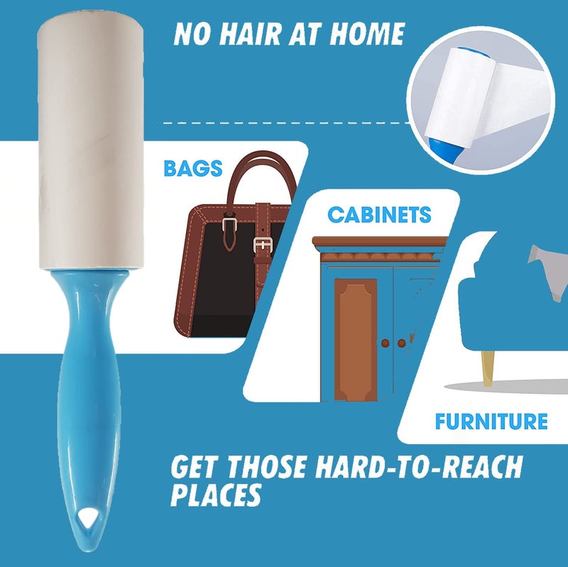 Nyrwana Lint Roller for Clothes Set Of 6 Rolls Lint Remover Roller Lint Remover for Clothes Roller Reusable Lint Roller Cloth Remover Lint Roller Portable Lint Roller 50 Sheets Each Roll Blue - Image 2