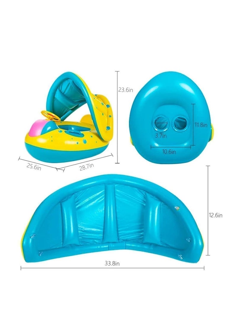 Pool Float, Baby Inflatable Swimming Ring with Adjustable Sun Shade Pool Float, Baby Inflatable Swimming Floats Safety Seat for Age 6-36 Months Toddlers with Carry Bag - Image 4