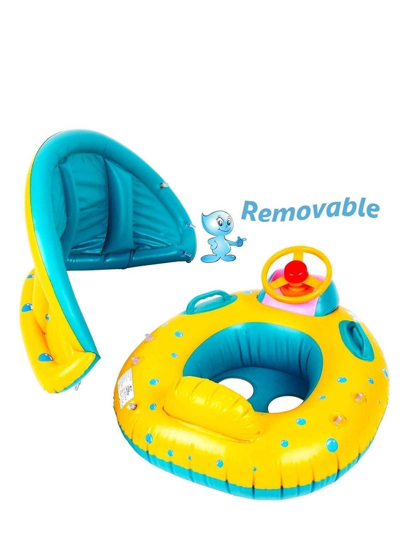 Pool Float, Baby Inflatable Swimming Ring with Adjustable Sun Shade Pool Float, Baby Inflatable Swimming Floats Safety Seat for Age 6-36 Months Toddlers with Carry Bag - Image 5