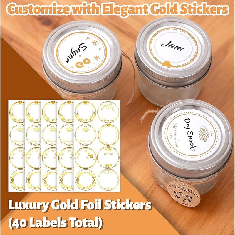 StarSide 4 oz Glass Mason Jars with Airtight Silver Lids and Bands, 40-Pack with Stickers,Tags & Twines, Mini Canning Jars for Jams, Honey, Spices, Dried Snacks, DIY Crafts, Wedding Favors - Image 2