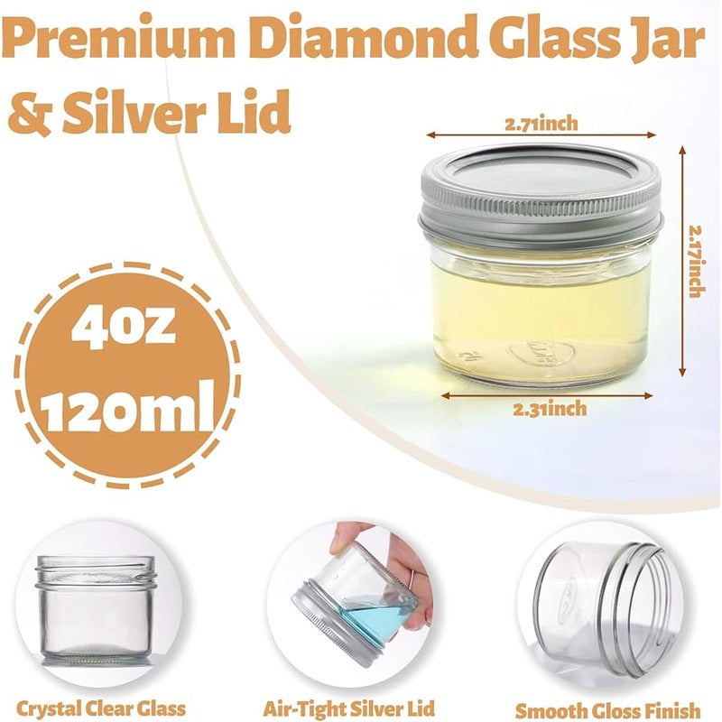 StarSide 4 oz Glass Mason Jars with Airtight Silver Lids and Bands, 40-Pack with Stickers,Tags & Twines, Mini Canning Jars for Jams, Honey, Spices, Dried Snacks, DIY Crafts, Wedding Favors - Image 3