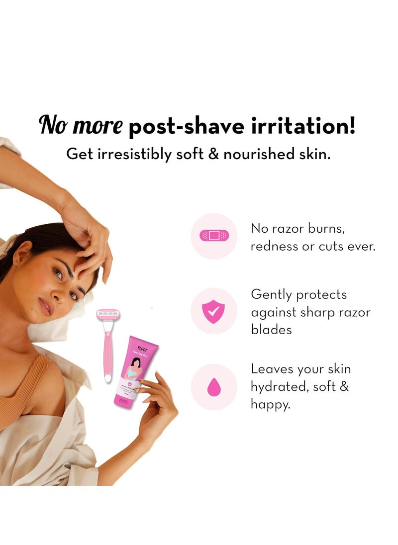 Plush Plush All Natural Shaving Gel for Women with Aloe Vera & Vitamin E Extracts | Free from Sulphates & Parabens | 100% Vegan | Best for Smooth Shaves & Moisturizing | For Normal-Sensitive Skin - 100gms  - Image 2