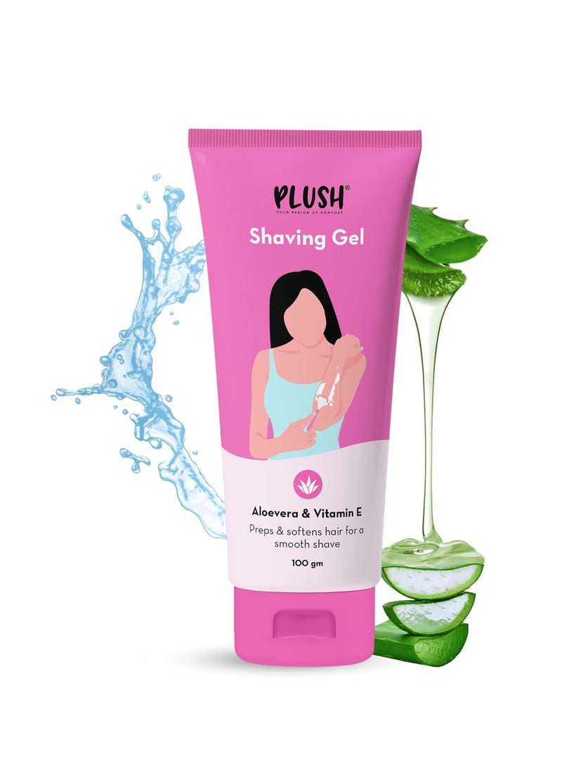 Plush Plush All Natural Shaving Gel for Women with Aloe Vera & Vitamin E Extracts | Free from Sulphates & Parabens | 100% Vegan | Best for Smooth Shaves & Moisturizing | For Normal-Sensitive Skin - 100gms  - Image 1
