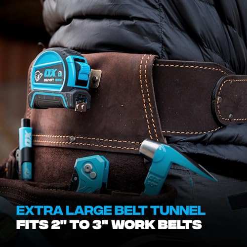 OX Pro Framers Tool Pouch Nail Bag Oil Tanned Leather Carpenter Tool Belt, 7 Pockets, Fastener Pouch, Hammer Holder OX-P263203 - Image 5