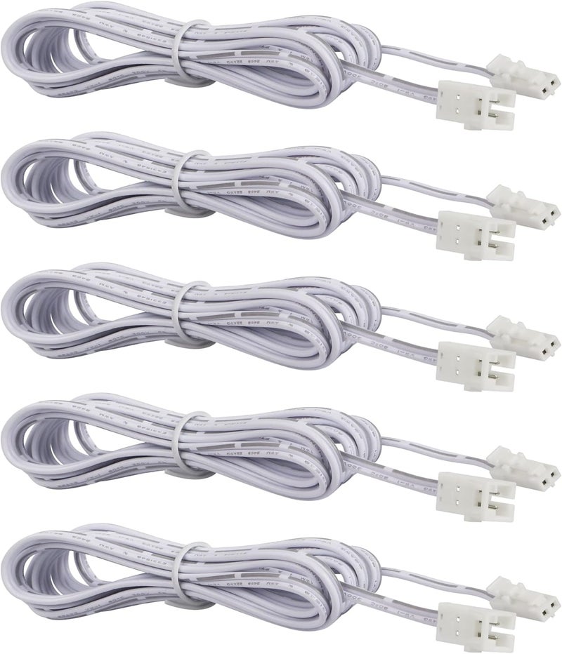SinLoon SinLoon 2pin Extension Cable 2m  66ft for LED Cabinet Puck Lights Under Cabinet Lighting Kit Male to Female Cable Plug Connector Extension Cords 5 Pack Male to Female White  - Image 1