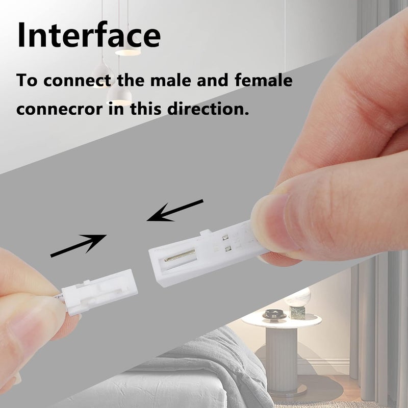 SinLoon SinLoon 2pin Extension Cable 2m  66ft for LED Cabinet Puck Lights Under Cabinet Lighting Kit Male to Female Cable Plug Connector Extension Cords 5 Pack Male to Female White  - Image 5
