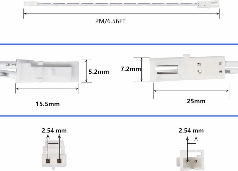 SinLoon SinLoon 2pin Extension Cable 2m  66ft for LED Cabinet Puck Lights Under Cabinet Lighting Kit Male to Female Cable Plug Connector Extension Cords 5 Pack Male to Female White  - Image 4
