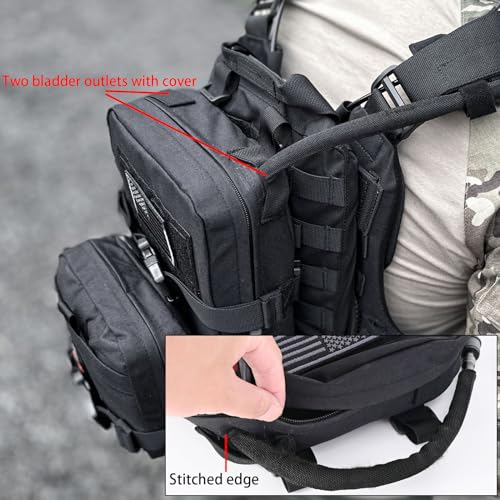 tactifans Tactical Mini Molle Hydration Pack,Molle Hydration Carrier with IFAK Pouch&US Flag&Med Patch,Hydropack for 2L Water Bladder (Black) - Image 5
