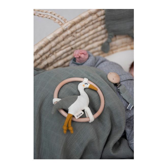 Trixie Heron Rattle for Babies, 0M+, 100% Organic Cotton, Recycled PES Filling, Multicolor Grasp & Shake Toy - Image 5
