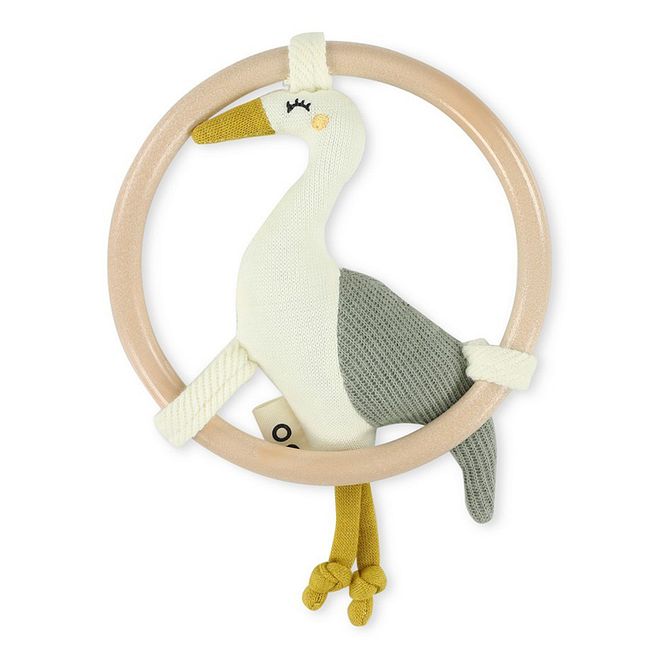 Trixie Heron Rattle for Babies, 0M+, 100% Organic Cotton, Recycled PES Filling, Multicolor Grasp & Shake Toy - Image 1