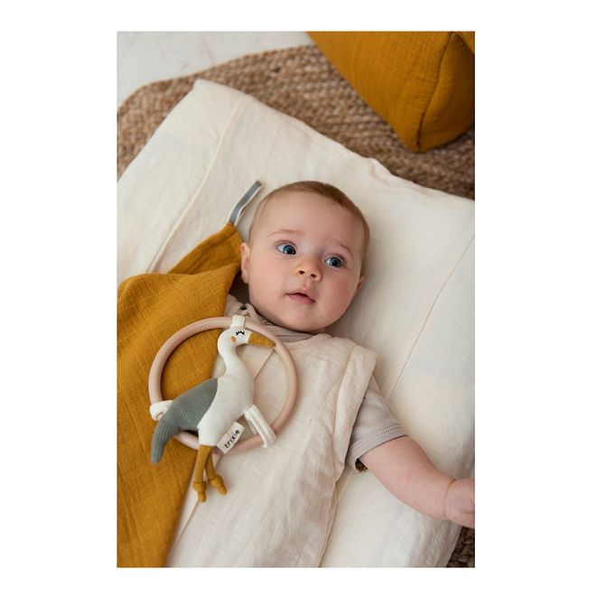 Trixie Heron Rattle for Babies, 0M+, 100% Organic Cotton, Recycled PES Filling, Multicolor Grasp & Shake Toy - Image 3