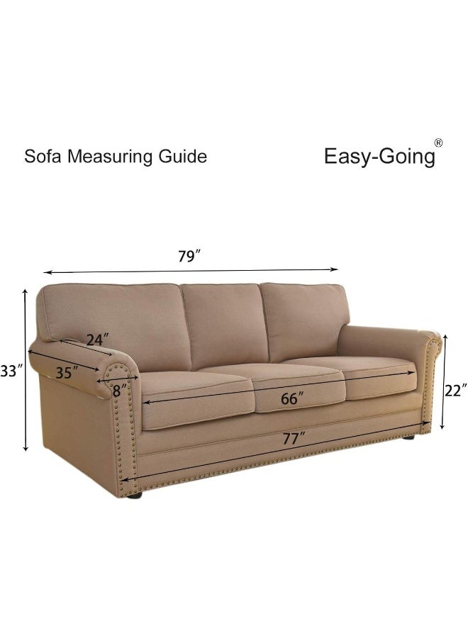 Easy-Going EasyGoing Stretch Sofa Slipcover 1Piece Sofa Cover Furniture Protector Couch Soft with Elastic Bottom for Kids Polyester Spandex Jacquard Fabric Small Checks Sofa Light Gray - Image 5