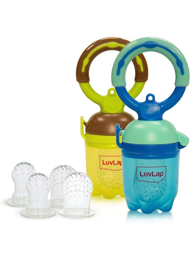 لوفلاب عبوة مزدوجة من طعام الأطفال والفواكه من لوف لاب مع ثلاثة أحجام لأكياس التغذية، خالية من مادة BPA، باللونين البني والأزرق - Image 1