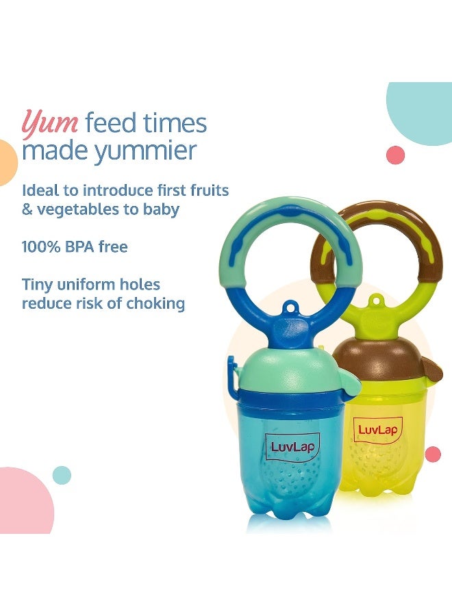 لوفلاب عبوة مزدوجة من طعام الأطفال والفواكه من لوف لاب مع ثلاثة أحجام لأكياس التغذية، خالية من مادة BPA، باللونين البني والأزرق - Image 2