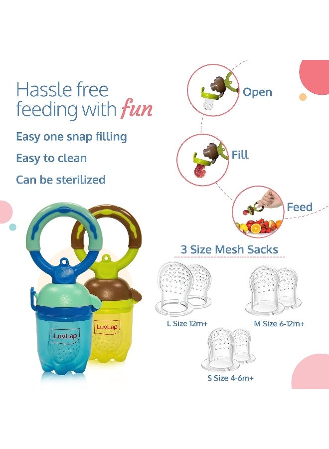 لوفلاب عبوة مزدوجة من طعام الأطفال والفواكه من لوف لاب مع ثلاثة أحجام لأكياس التغذية، خالية من مادة BPA، باللونين البني والأزرق - Image 5