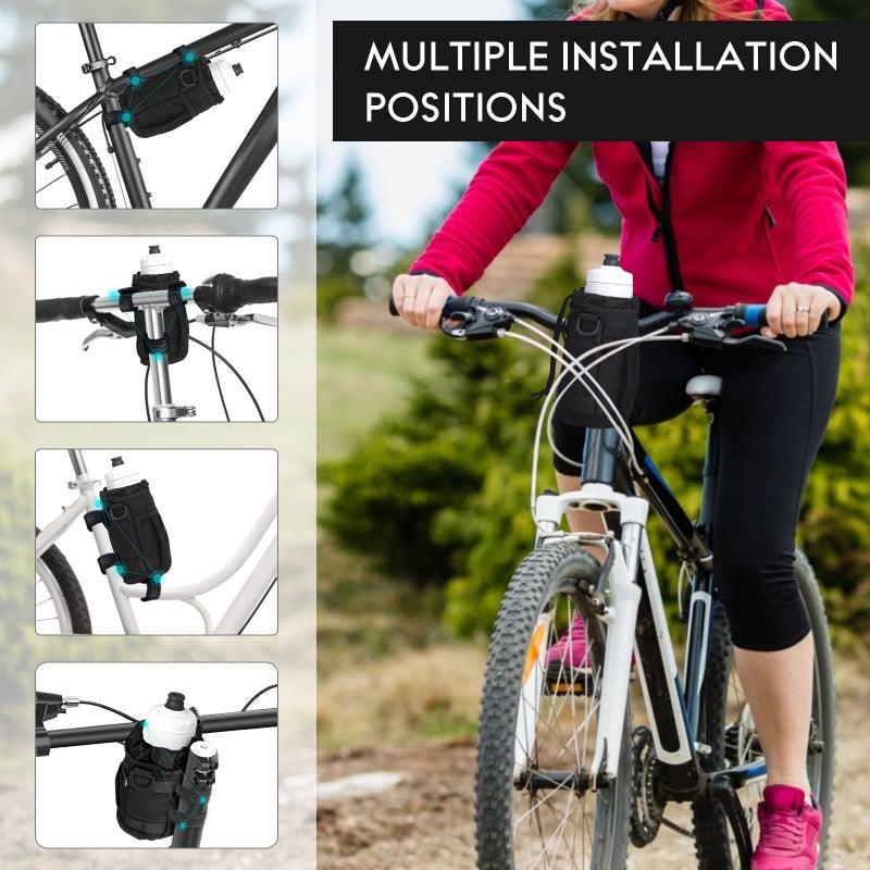 WUVOP Bike Cup Holder, Water Bottle Holder for Bike Handlebar with Mesh Pockets, Universal Cycling Bicycle Water Bottle Drink Cup Cage for Cruiser, Scooter, Mountain Bikes, Road Bikes, Wheelchair - Image 5