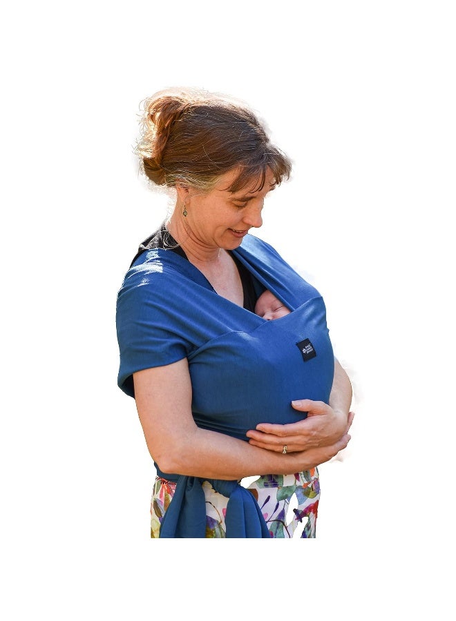 Simply Essential Solutions حمالة أطفال ناعمة وقابلة للتمدد من القطن، حمالة أطفال، غطاء للرضاعة للاستخدام مع حديثي الولادة حتى toddlers: توزع الوزن بالتساوي لراحة أكبر أثناء الحمل (نيلي) - Image 1