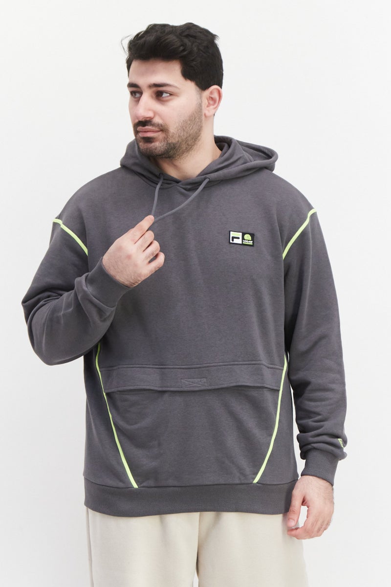 FILA Men Oversized Fit Long Sleeves Outdoor Sweatshirt, Grey Combo - Image 1