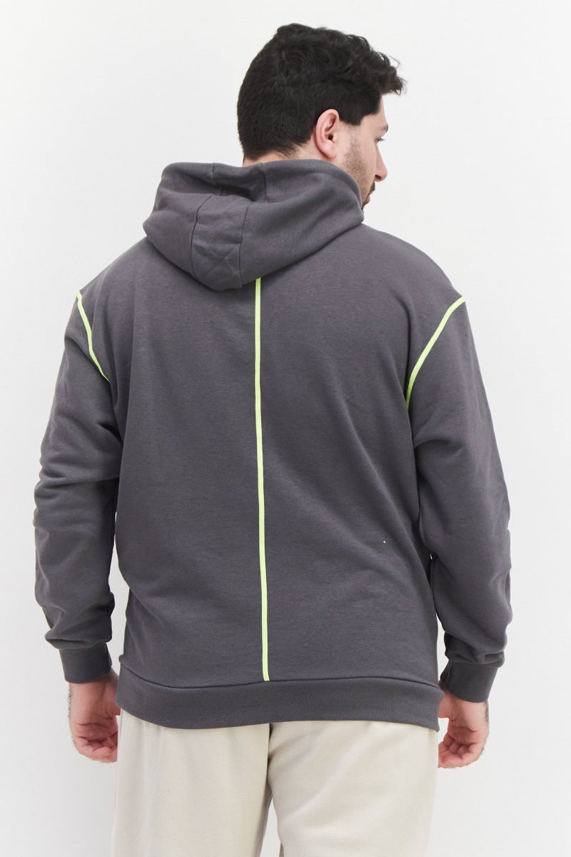 FILA Men Oversized Fit Long Sleeves Outdoor Sweatshirt, Grey Combo - Image 3