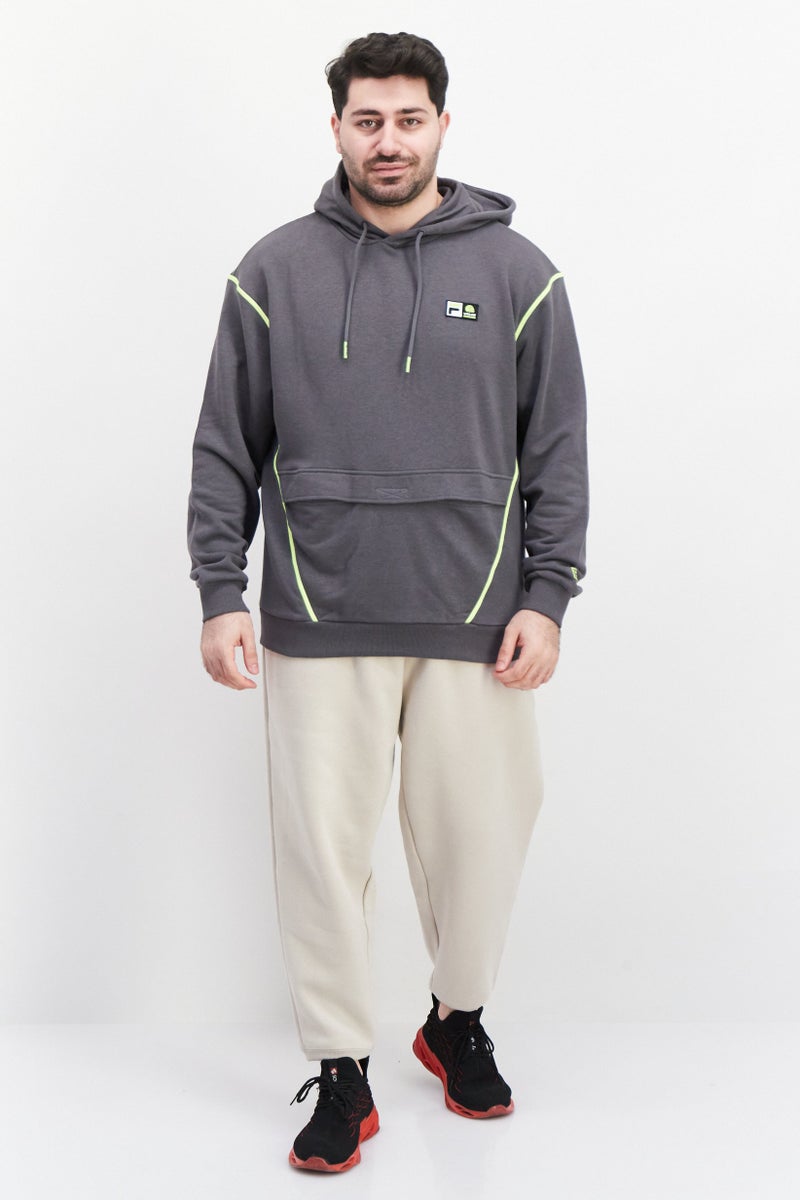 FILA سويت شيرت خارجي للرجال بأكمام طويلة ومقاس كبير، مزيج رمادي - Image 2
