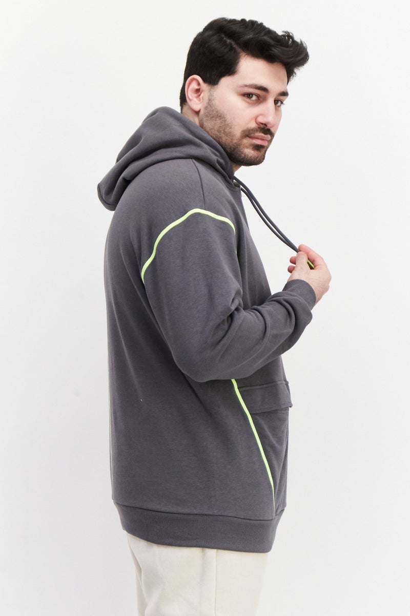 FILA سويت شيرت خارجي للرجال بأكمام طويلة ومقاس كبير، مزيج رمادي - Image 4