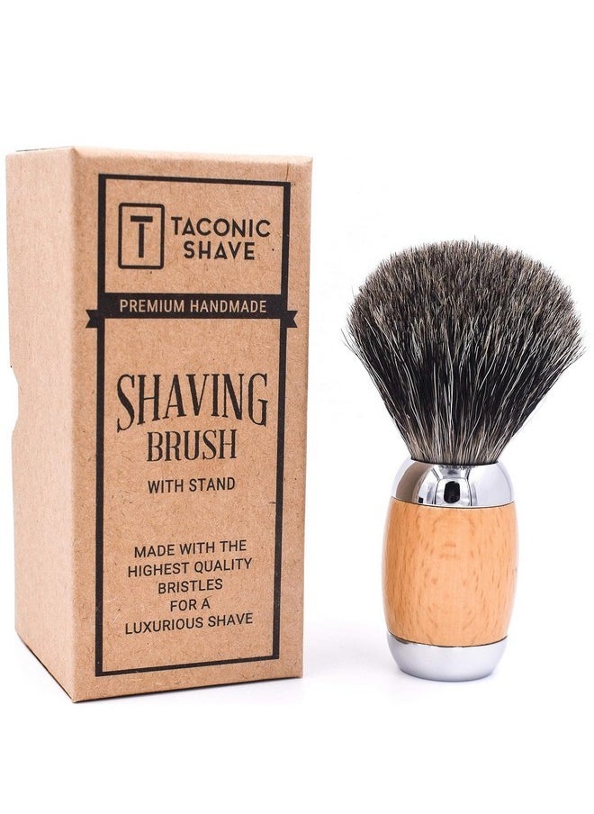 taconic shave 'S 100% Mixed Badger Luxury Shaving Brush - Deluxe Beechwood And Chrome Handle - Shaving Stand Included  - Image 4