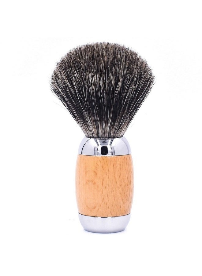 taconic shave 'S 100% Mixed Badger Luxury Shaving Brush - Deluxe Beechwood And Chrome Handle - Shaving Stand Included  - Image 1