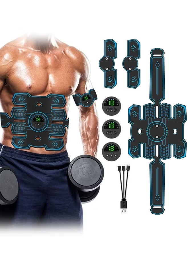 EETU Abs Stimulator Muscle Tone,Fitness Waist Training Belt,Ab Machine USB Rechargeable Gear For Abdomen Arm Leg,Strength Equipment Men Woman,Home Office Exercise Equipment,Blue - Image 1