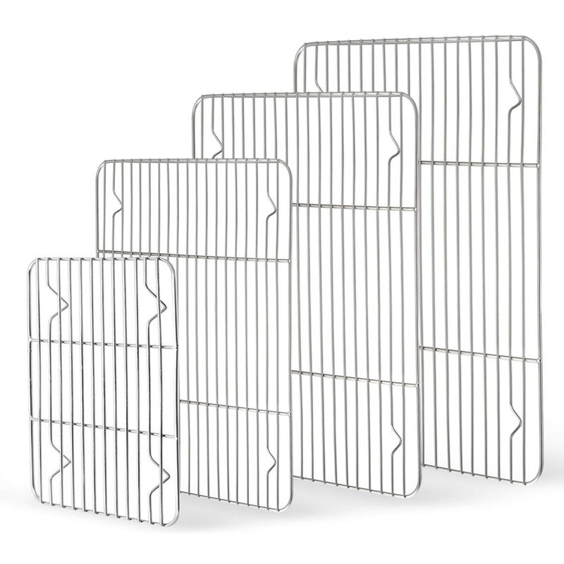 HaWare Cooling Rack Set of 4 Stainless Steel Thick Wire Rack for Baking Roasting Drying Grilling Large Medium Small Mini Size Oven Tray Rack for CakeMeatCookie Heavy Duty  Dishwasher Safe