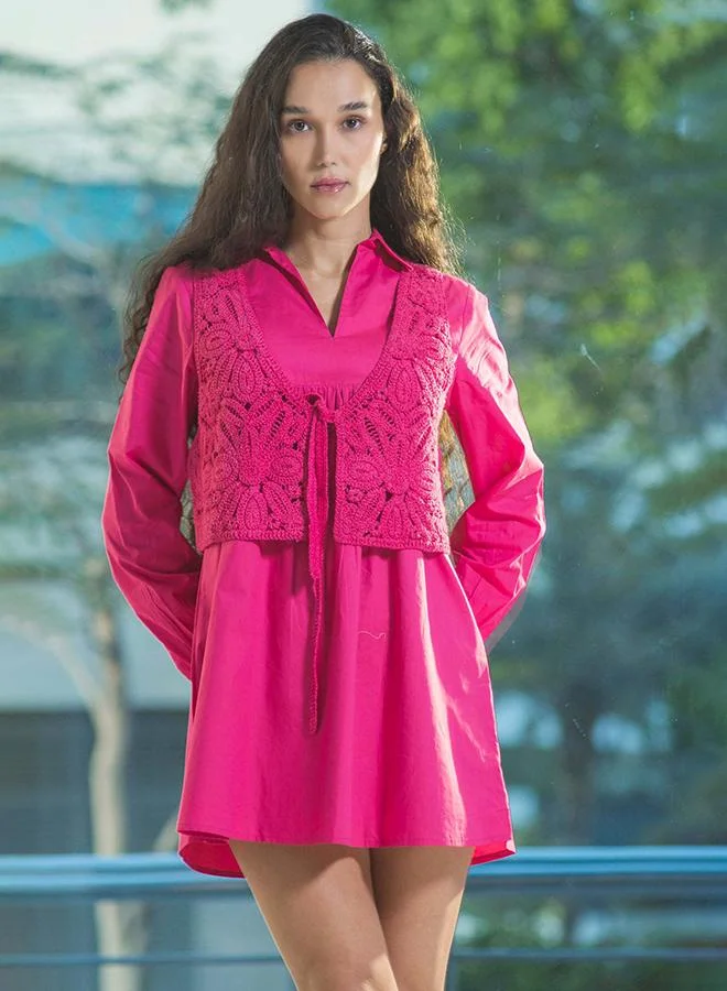 Virgio 100% Cotton Shirt Dress With Vest Layer