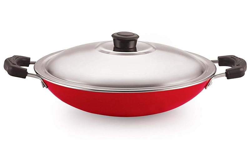 Nirlon Non Stick Aluminium Gas Compatible Appa Chatti/Appam Pan/kallu with Steel Lid 22.5cm - 1 LTR(26mm_Classic_AC) - Image 1