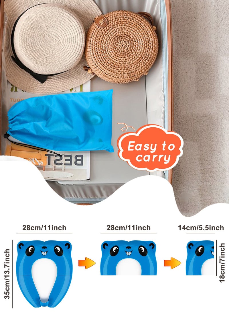 Portable Travel Potty Seat for Toddlers, Large Folding Travel Potty Seat For Kids Fits All Shape Toilet, Foldable Toilet Seat for Boys & Girls With 6 Non-Slip Silicone Pad, Free Carry Bag, Blue - view 3