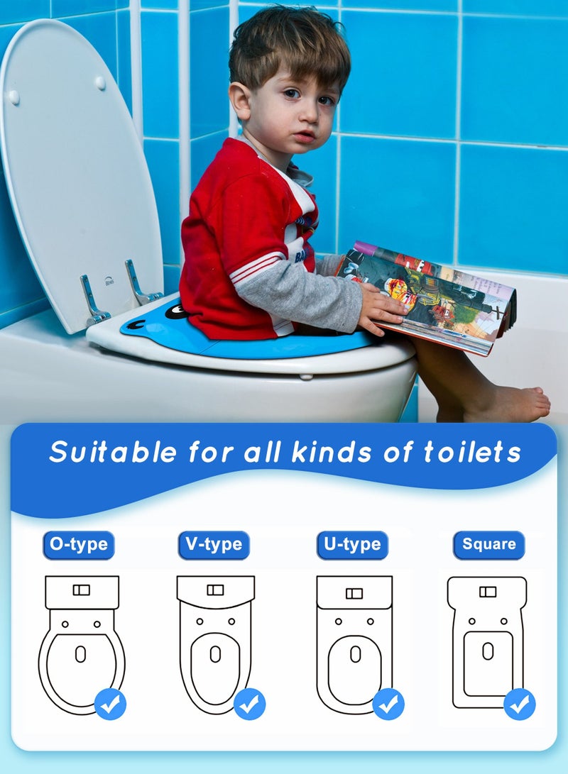 Portable Travel Potty Seat for Toddlers, Large Folding Travel Potty Seat For Kids Fits All Shape Toilet, Foldable Toilet Seat for Boys & Girls With 6 Non-Slip Silicone Pad, Free Carry Bag, Blue - view 2
