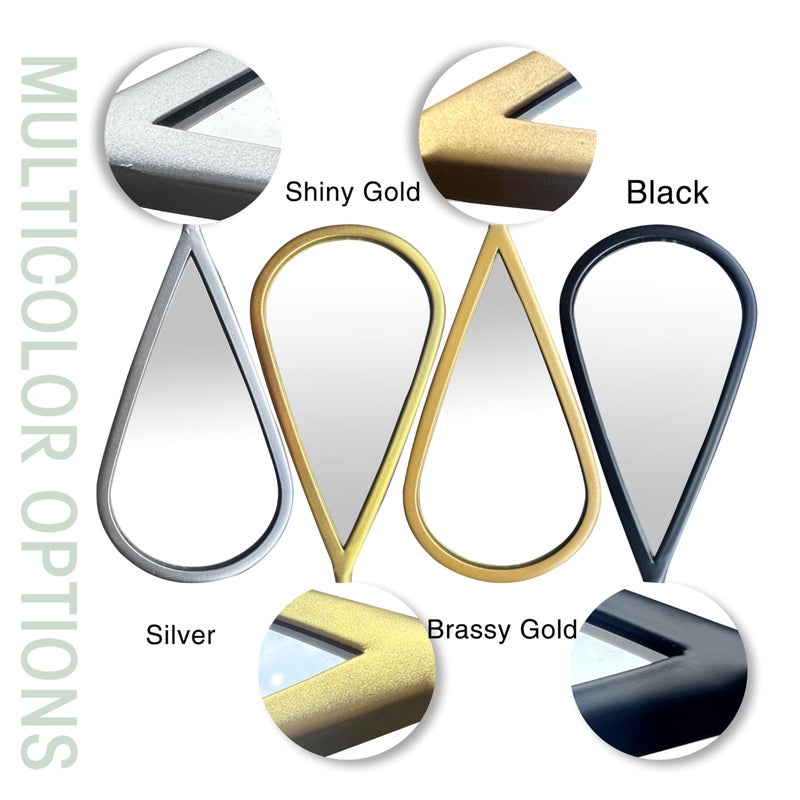 BAODANFU Wall Mirror Decorative Mirrors Mounted Decor Tear Drop Shape Gold for Bedroom Living Room Entryway Bathroom Vanity Brassy Gold Metal Frame, 5-Pack Mirrors Set - Image 5