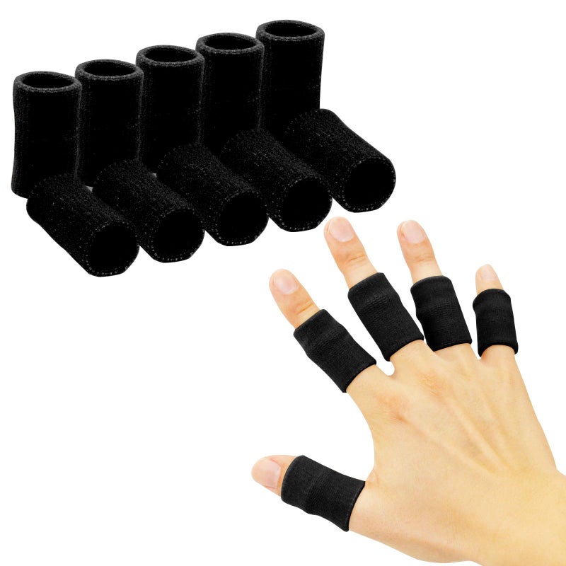 sevensun Finger Sleeves , Thumb Splint Brace For Finger Support, Breathable Elastic Finger tape, Compression pression Protector For Reliving Pain, Triggger Finger, Compression Aid For Sports, 10PCS (black) - Image 1