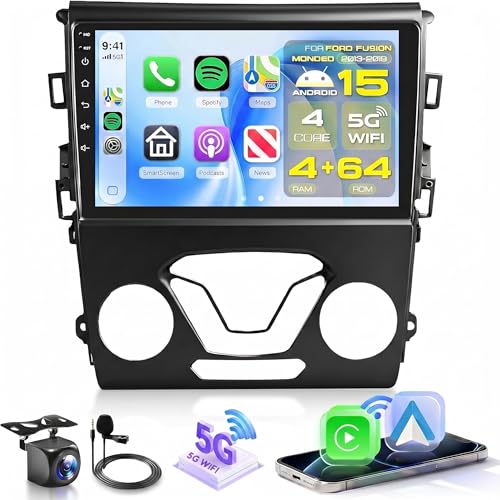 Sellrich 4Core 4+64G Android Car Stereo for Ford Fusion Mondeo 2013-2019 with 5G WIFI DSP/Wireless Carplay/Android Auto, Sellrich 9 inch 1280*720 Touchscreen Radio Bluetooth 5.0 FM/RDS Mirrorlink Backup Camera - Image 1