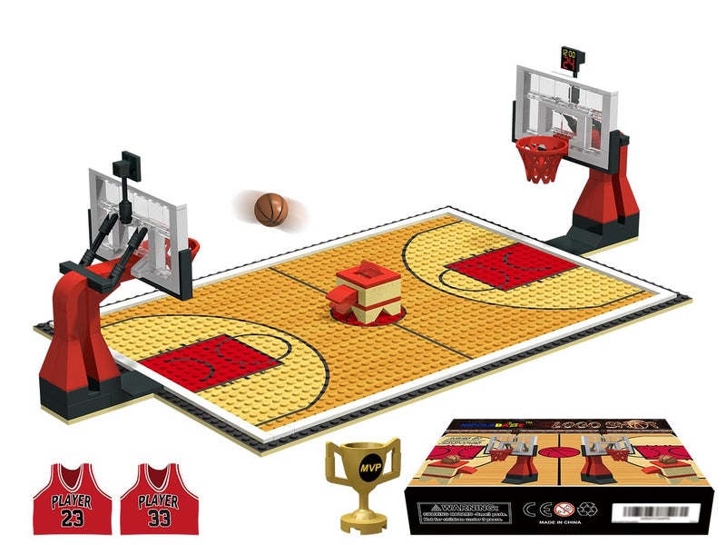 Nicolababe Building Blocks Toy Basketball Court Baseplates and Sets of 2 Basketball Hoop Basketball Goal Building Bricks for Basketball Game Compatible with Major Brands Basketball PlaysetRed - Image 3