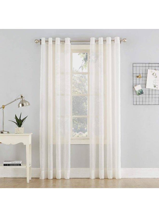 No. 918 No 918 Erica Crushed Sheer Voile Grommet Curtain Panel 51 x 84 - Image 2