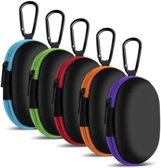 MOLOVA Earbud Case Portable EVA Carrying Case Storage Bag Cell Phone Accessories Organizer with Carabiner for Wired/Wireless Headphones, SD Memory Card, Camera Chips(Square, 5 Pack) - Image 1