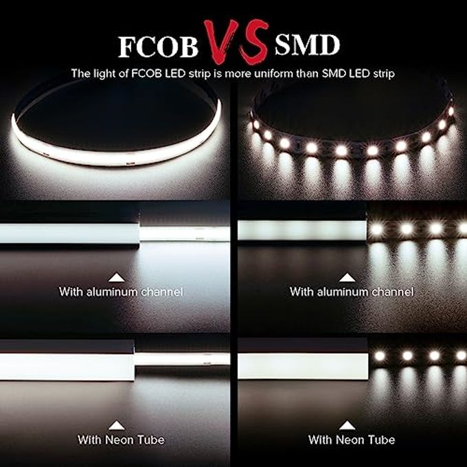 BTF-LIGHTING FCOB COB LED Strip Flexible High Density Uniform Light 9W/m 16.4FT DC24V Natural White 4000K CRI 90+ 8mm Width Dimmable LED Ribbon for Indoor Decor(No Adapter or Controller) - Image 5
