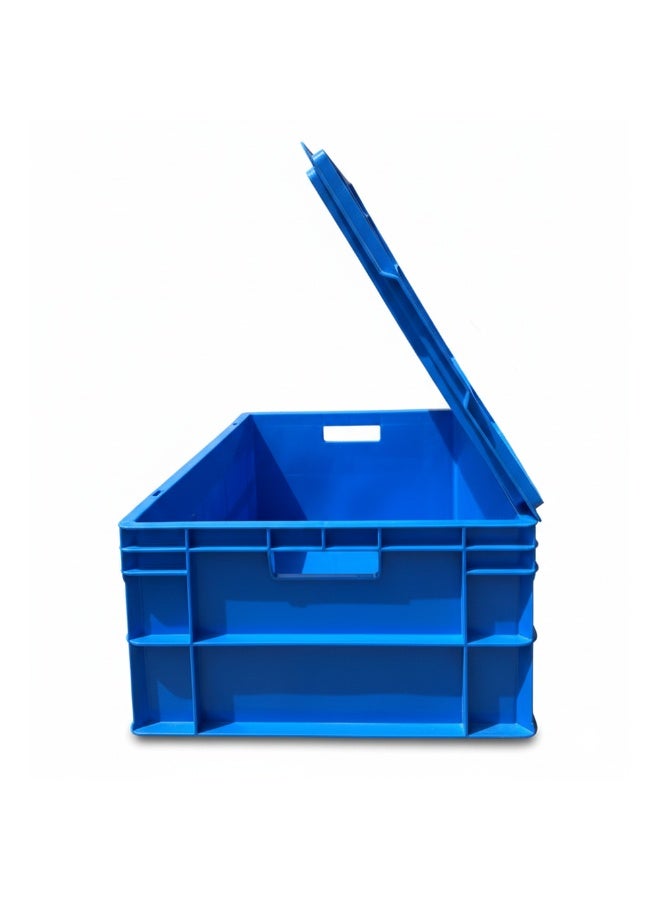 صناعات بلاستيكا ذ.م.م. Plastic Heavy Duty Storage Crate with/without attached lid 600x400x220mm Stackable Food Grade Crate - Blue - Image 5