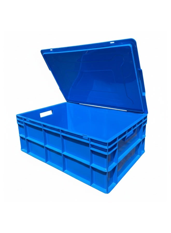 صناعات بلاستيكا ذ.م.م. Plastic Heavy Duty Storage Crate with/without attached lid 600x400x220mm Stackable Food Grade Crate - Blue - Image 1