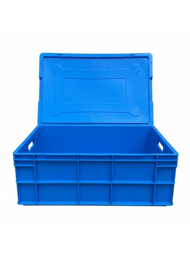 صناعات بلاستيكا ذ.م.م. Plastic Heavy Duty Storage Crate with/without attached lid 600x400x220mm Stackable Food Grade Crate - Blue - Image 3