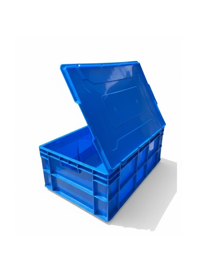 صناعات بلاستيكا ذ.م.م. Plastic Heavy Duty Storage Crate with/without attached lid 600x400x220mm Stackable Food Grade Crate - Blue - Image 2