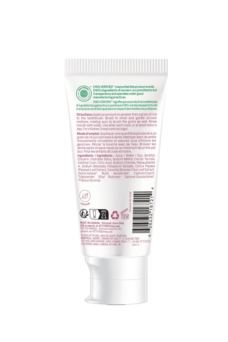 Attitude Baby Leaves Fluoride Free Gel Toothpaste - Strawberry - Image 2