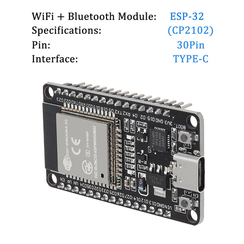 AITRIP 3PCS Type c 30pins CP2102 ESP-WROOM-32 ESP32 ESP-32S Development Board 2.4GHz Dual-Mode WiFi + Bluetooth Dual Cores Microcontroller Processor Integrated with Antenna RF AMP Filter AP STA - Image 2