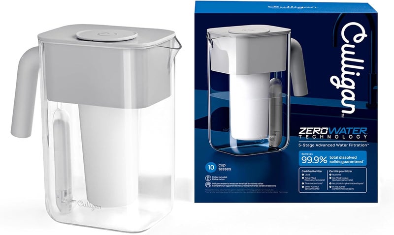 Culligan غلاية مياه بسعة 10 أكواب بتقنية زيرو ووتر – تشمل فلتر مياه متقدم من 5 مراحل، معتمد من IAPMO لتقليل الرصاص، والمواد الكيميائية الدائمة (PFAS)، والزئبق، والفلورايد، والكلور. - Image 2