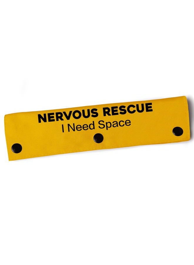 Rock & Ruddle Nervous Rescue Sleeve - Yellow Funny Dog Leash Wrap for Dogs with I Need Space Nervous Rescue Warning - Image 1