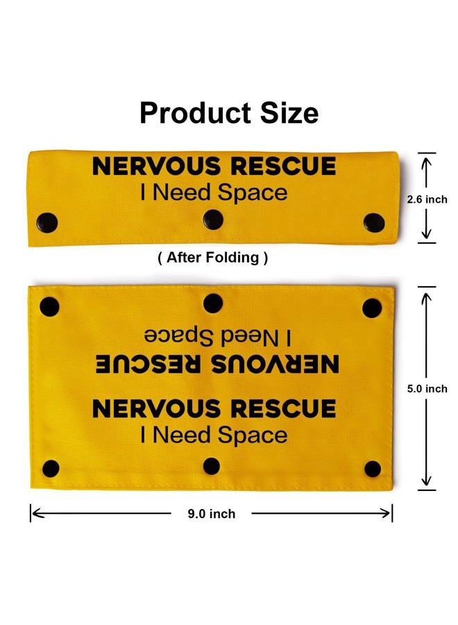 Rock & Ruddle Nervous Rescue Sleeve - Yellow Funny Dog Leash Wrap for Dogs with I Need Space Nervous Rescue Warning - Image 3