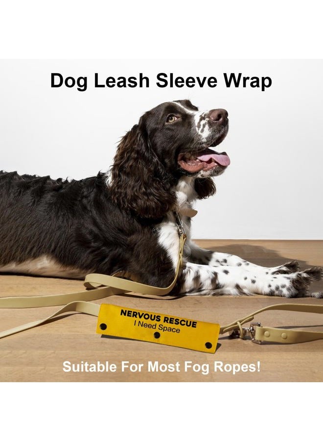 Rock & Ruddle Nervous Rescue Sleeve - Yellow Funny Dog Leash Wrap for Dogs with I Need Space Nervous Rescue Warning - Image 2